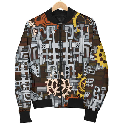 Mechanic Pattern Print Design 04 Men Bomber Jacket