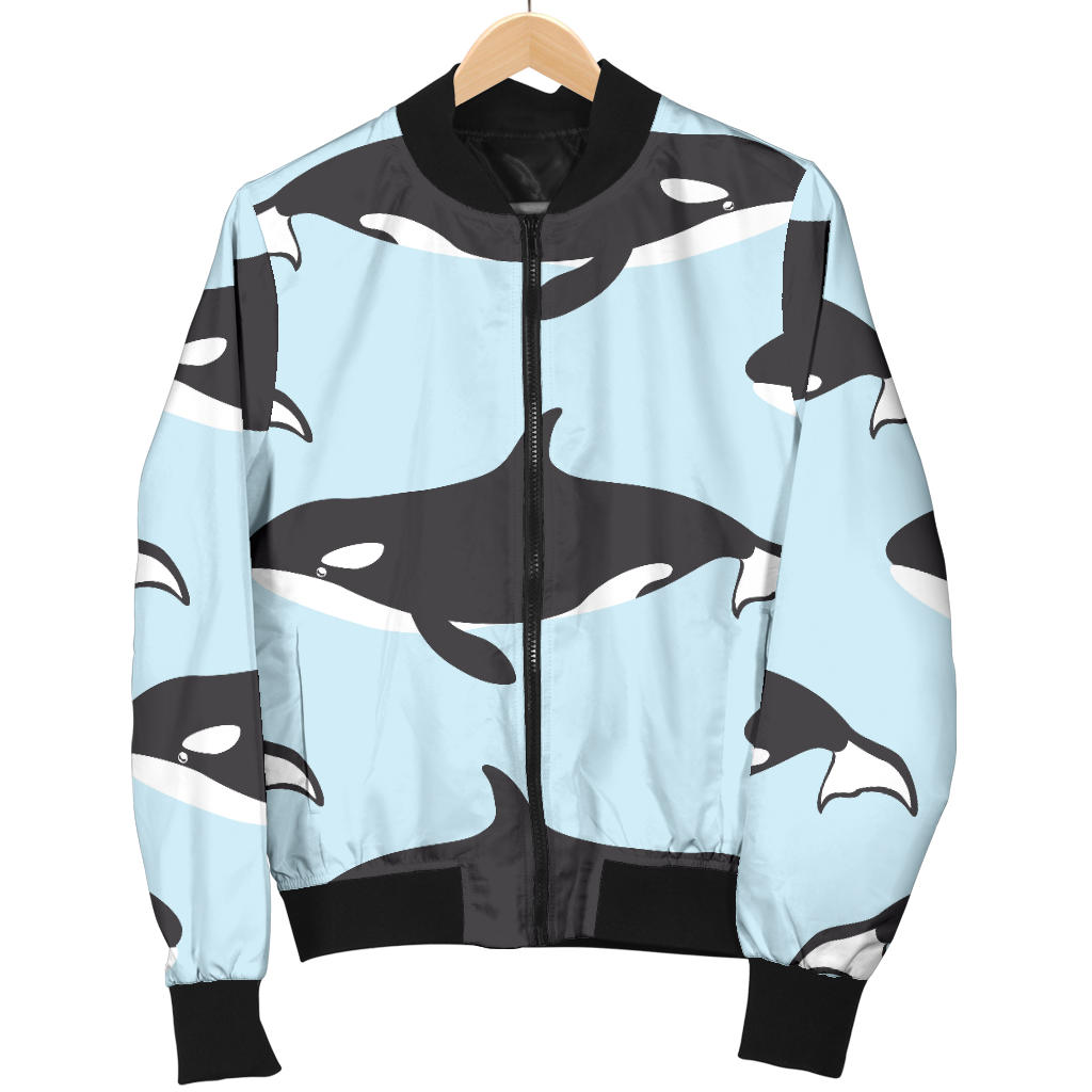 Killer Whale Pattern Print Design 01 Men Bomber Jacket