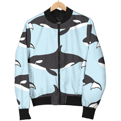 Killer Whale Pattern Print Design 01 Men Bomber Jacket