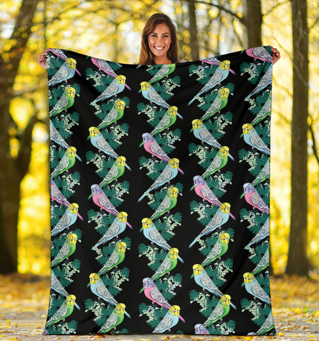 Budgerigar Pattern Print Design 03 Premium Blanket