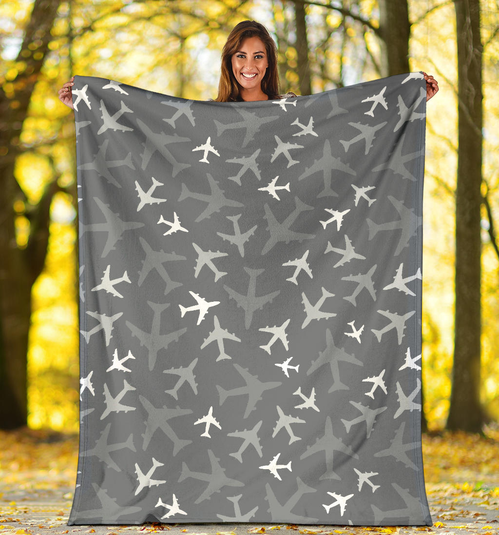 Airplane Pattern Print Design 02 Premium Blanket