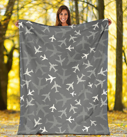 Airplane Pattern Print Design 02 Premium Blanket