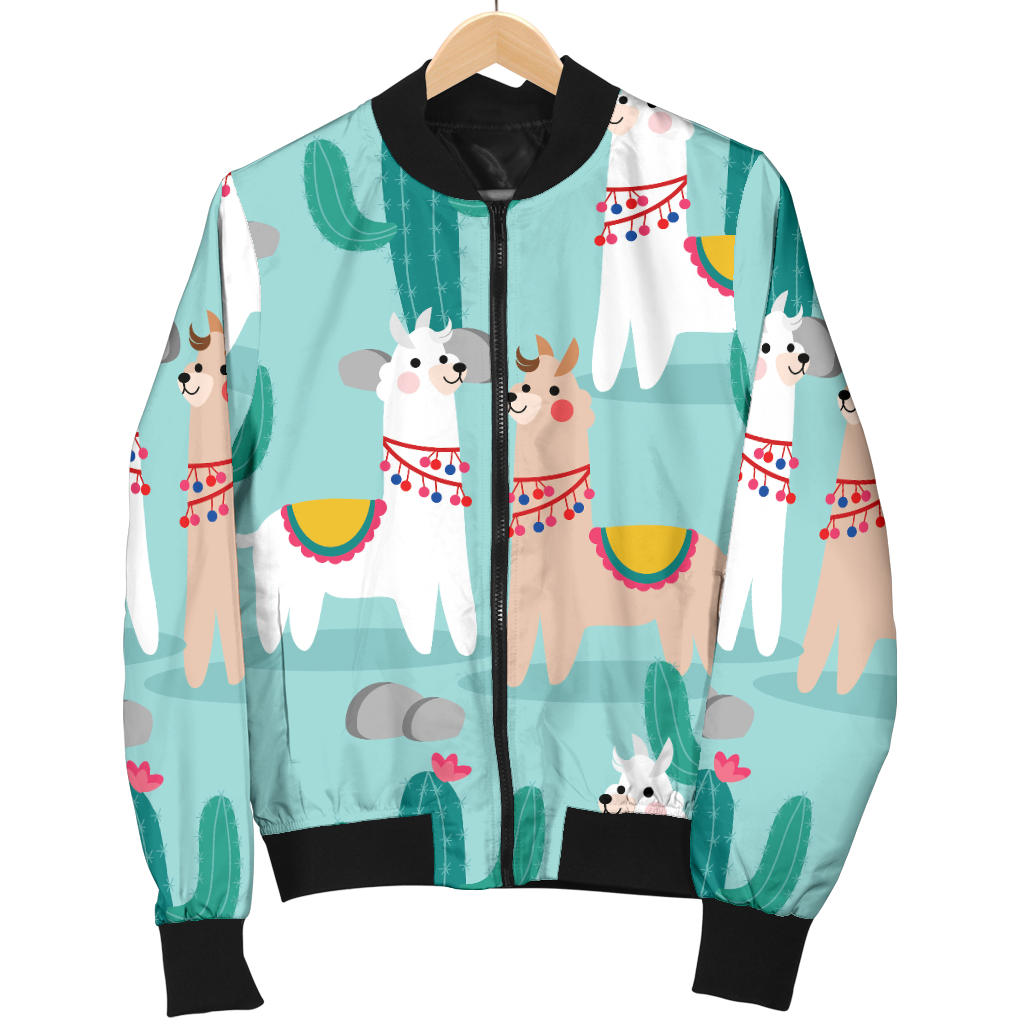 Llama Cactus Pattern Print Design 08 Men Bomber Jacket