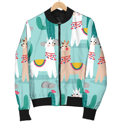 Llama Cactus Pattern Print Design 08 Men Bomber Jacket