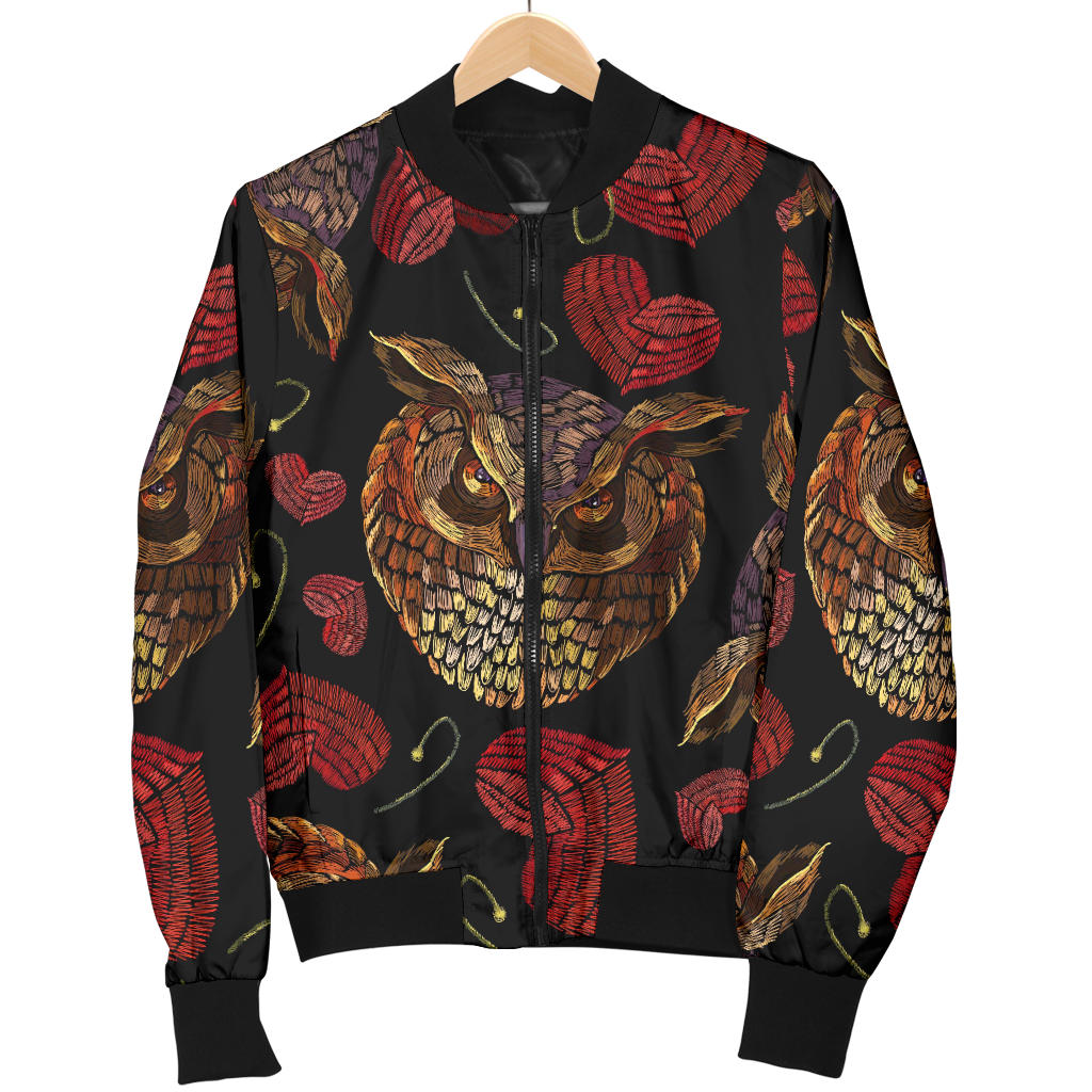 Owl Pattern Print Design A08 Men Bomber Jacket