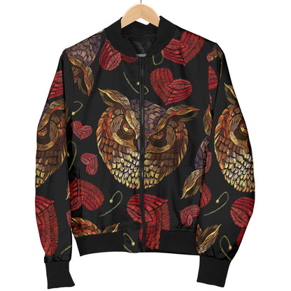 Owl Pattern Print Design A08 Men Bomber Jacket