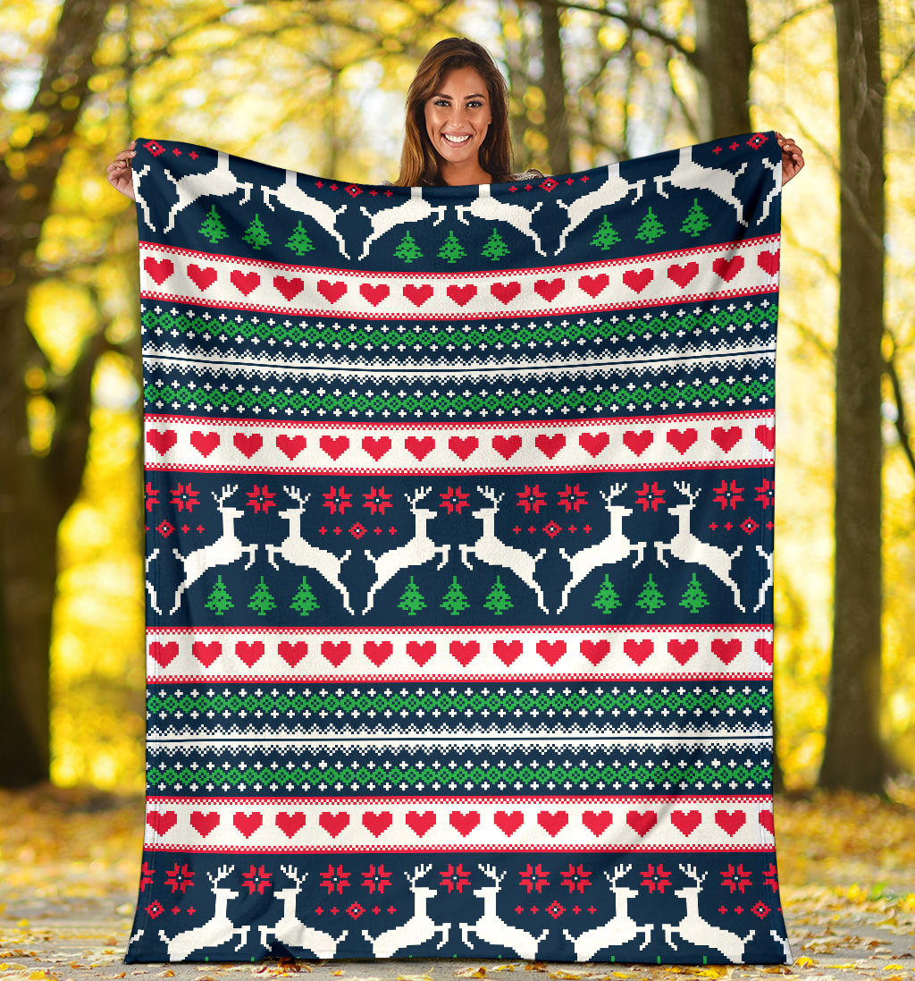 Reindeer Pattern Print Design 03 Premium Blanket