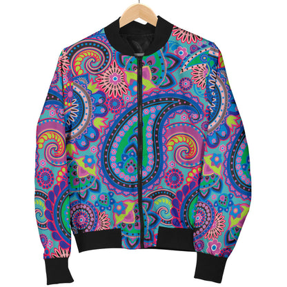 Paisley Colorful Pattern Print Design A02 Men Bomber Jacket