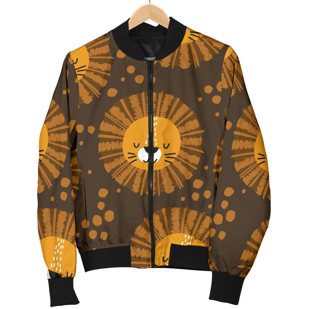 Lion Cartoon Pattern Print Design 01 Men Bomber Jacket
