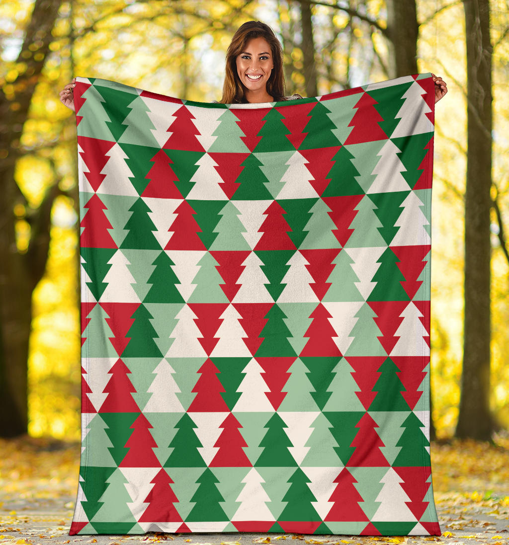 Christmas Tree Pattern Print Design 01 Premium Blanket