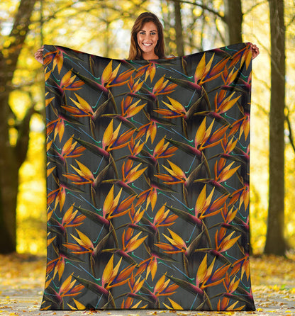 Bird Of Paradise Pattern Print Design 01 Premium Blanket