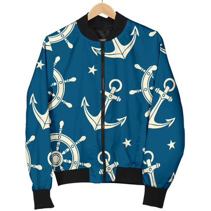 Anchor Pattern Print Design 01 Men Bomber Jacket