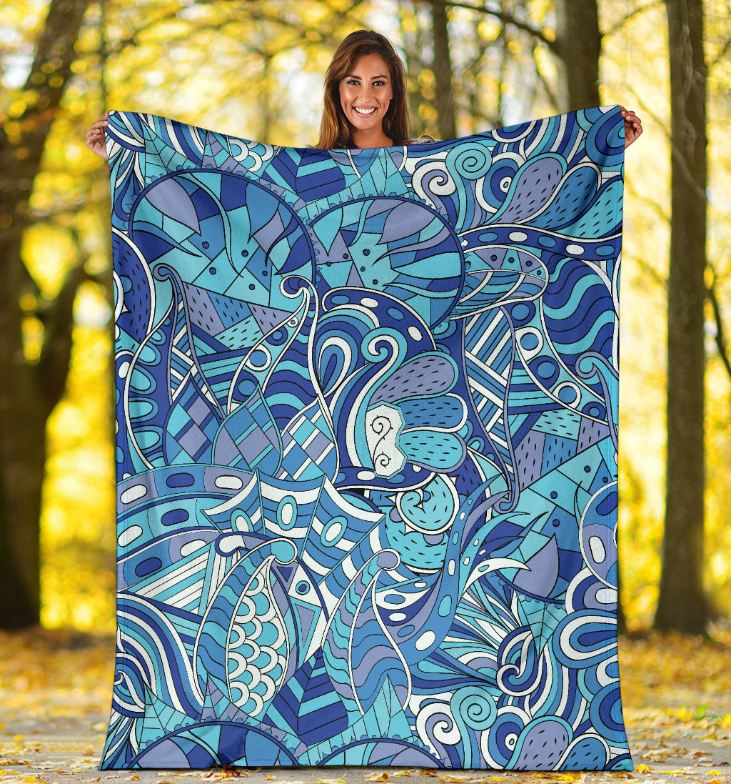 Funky Retro Pattern Print Design A02 Premium Blanket