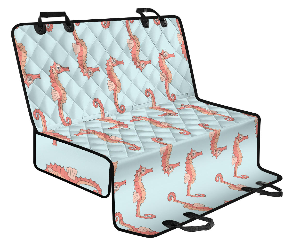SeaHorse Pattern Print Design 01 Rear Dog Car Seat Cover Hammock