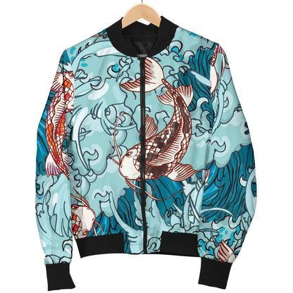 KOI Fish Pattern Print Design 05 Men Bomber Jacket