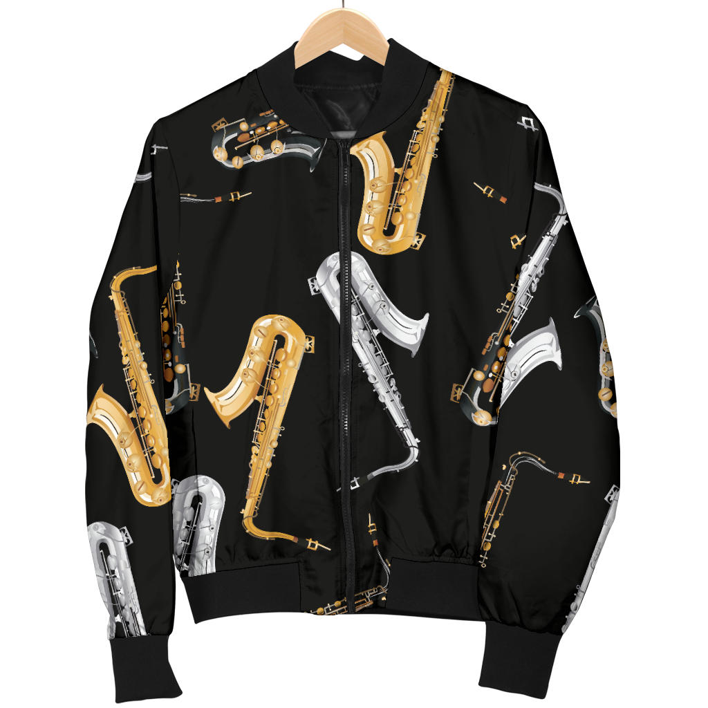 Saxophone Pattern Print Design 01 Men Bomber Jacket