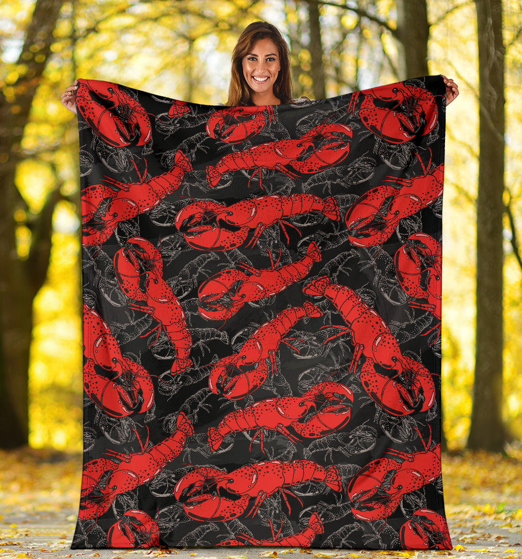 Lobster Pattern Print Design 04 Premium Blanket