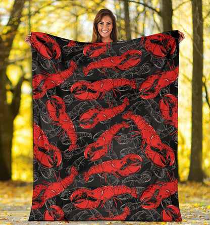 Lobster Pattern Print Design 04 Premium Blanket