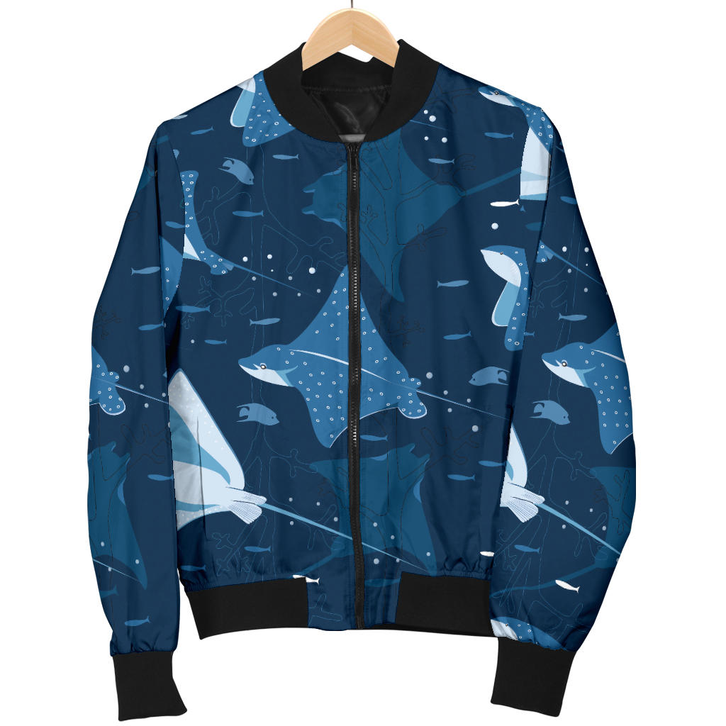 Manta Ray Pattern Print Design 02 Men Bomber Jacket