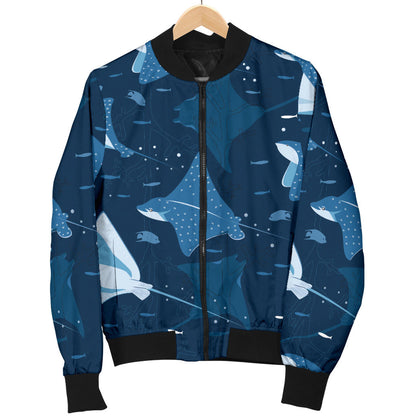 Manta Ray Pattern Print Design 02 Men Bomber Jacket