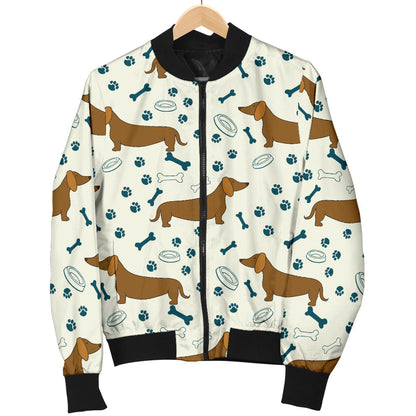 Dachshund Pattern Print Design 01 Men Bomber Jacket