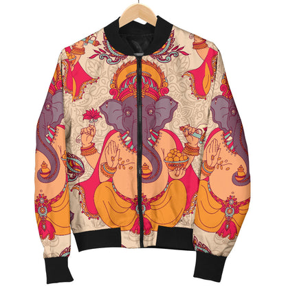 Ganesha Indian Pattern Print Design 02 Men Bomber Jacket