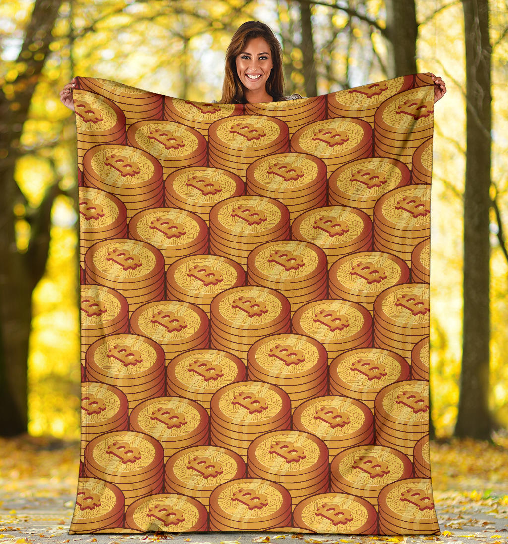 Bitcoin Pattern Print Design 02 Premium Blanket