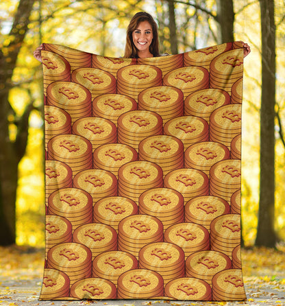 Bitcoin Pattern Print Design 02 Premium Blanket