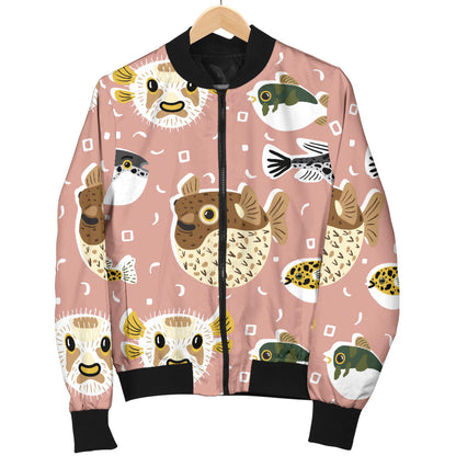 Fugu Cute Pattern Print Design 01 Men Bomber Jacket
