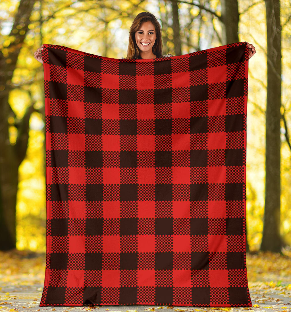 Buffalo check Red Pattern Print Design 05 Premium Blanket