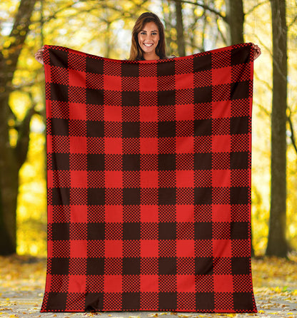 Buffalo check Red Pattern Print Design 05 Premium Blanket
