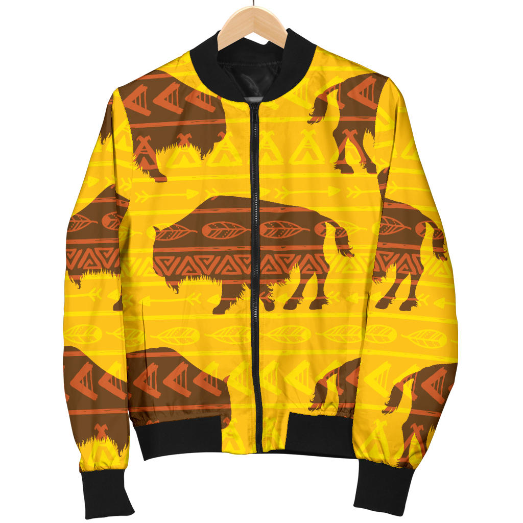Bison Native Pattern Print Design 01 Men Bomber Jacket