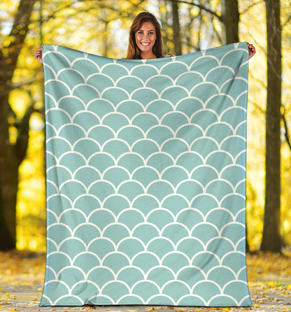 Scales Teal Pattern Print Design 02 Premium Blanket