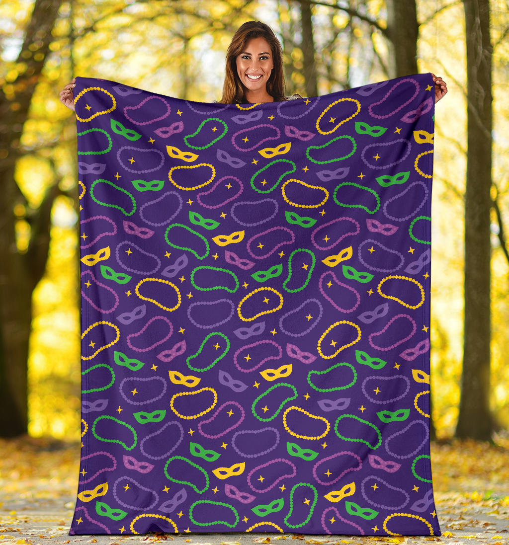 Mardi Gras Pattern Print Design 04 Premium Blanket