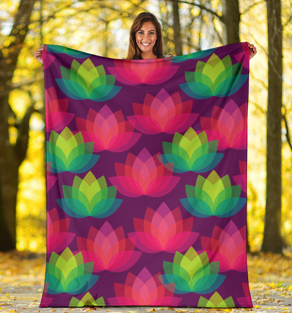 Lotus Pattern Print Design 02 Premium Blanket