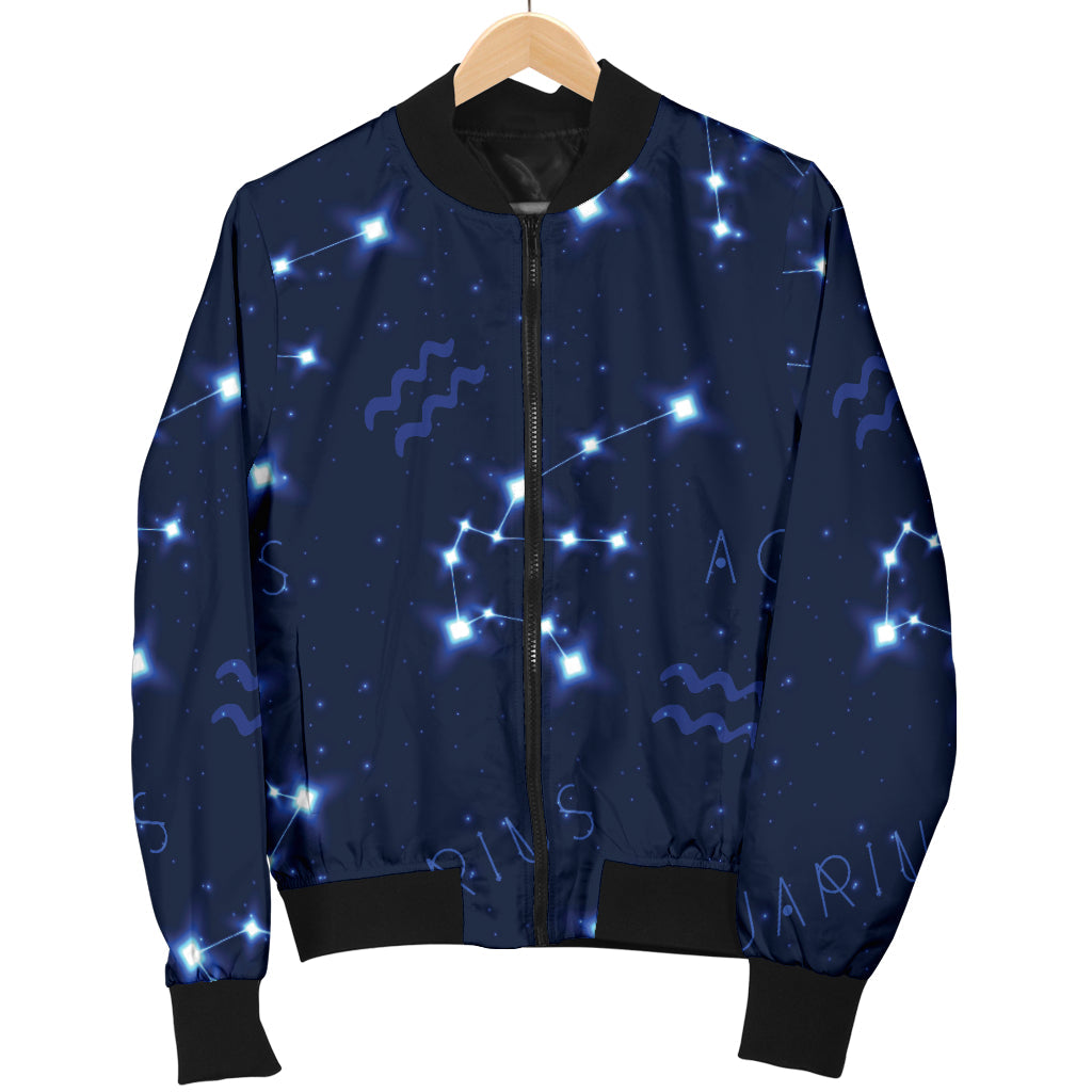 Aquarius Zodiac Pattern Print Design 02 Men Bomber Jacket