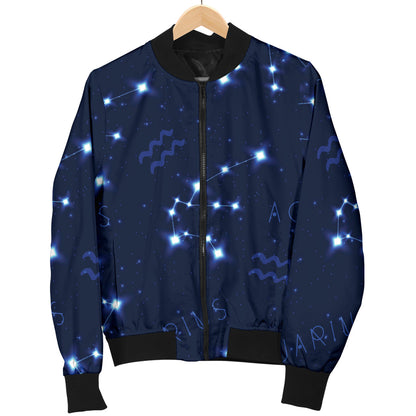Aquarius Zodiac Pattern Print Design 02 Men Bomber Jacket