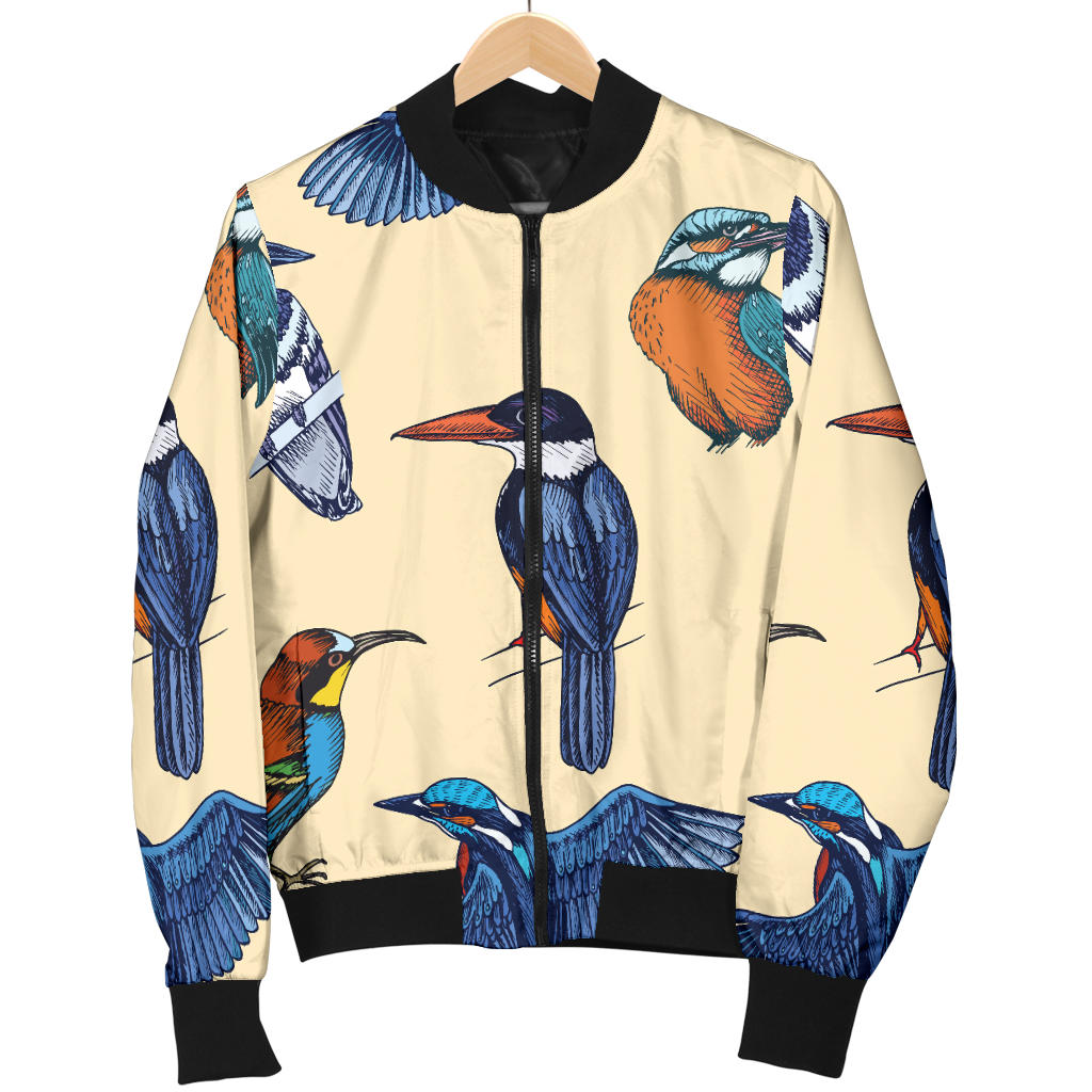 Kingfisher Bird Pattern Print Design 04 Men Bomber Jacket
