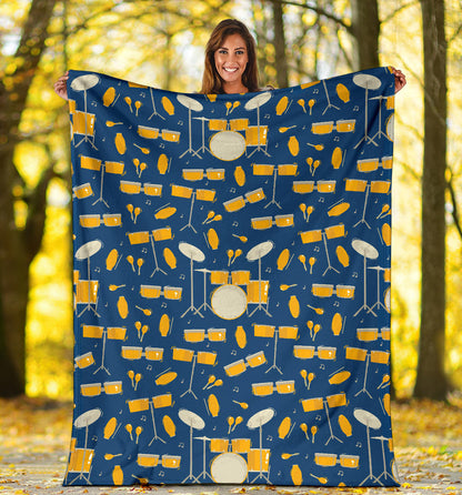 Drum Set Pattern Print Design 03 Premium Blanket