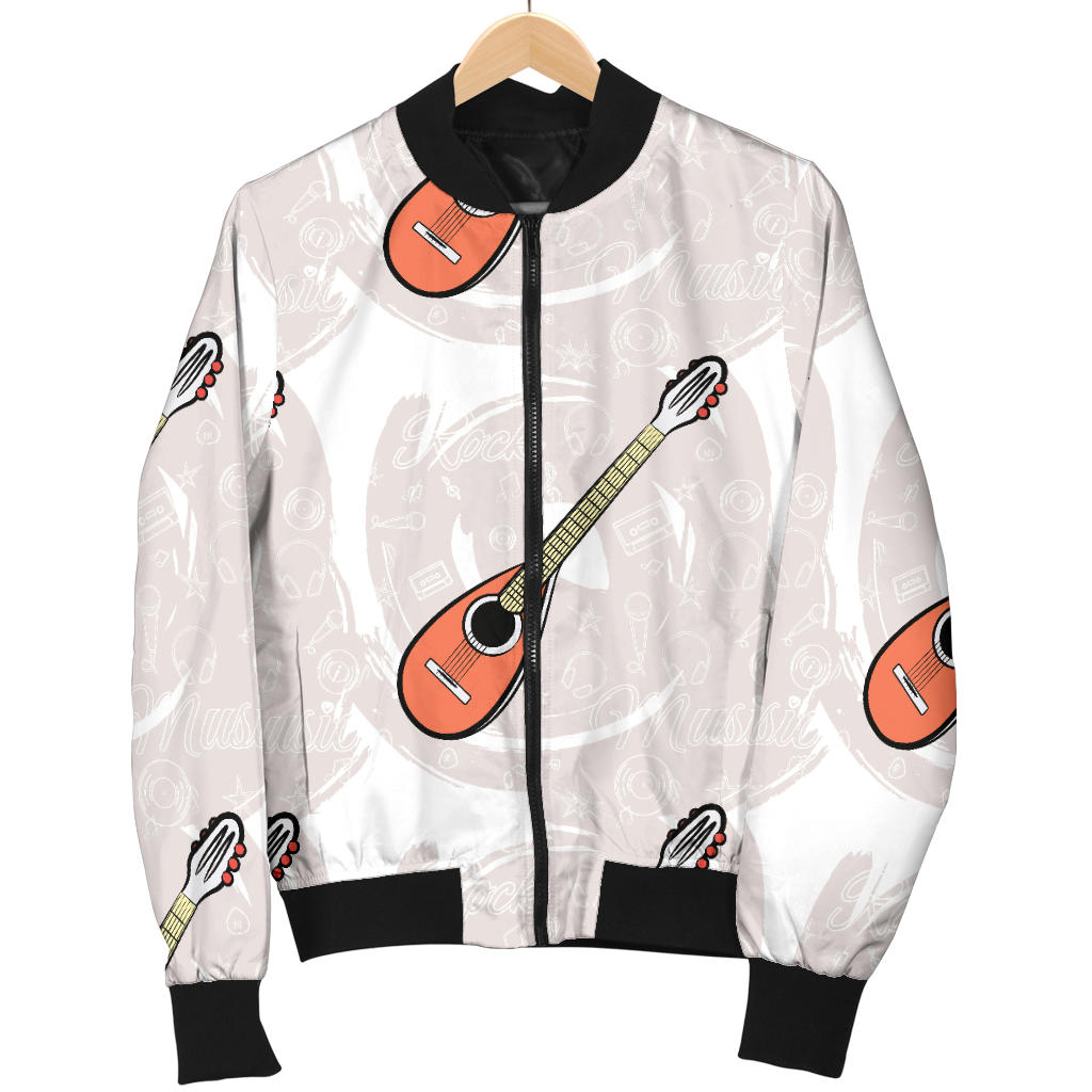 Mandolin Pattern Print Design 03 Men Bomber Jacket