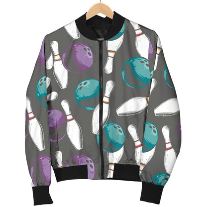 Bowling Pattern Print Design 03 Men Bomber Jacket