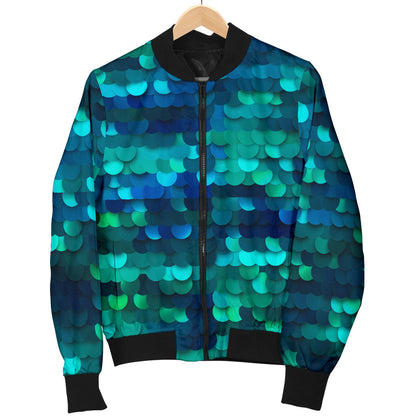 Mermaid Scales Pattern Print Design 06 Men Bomber Jacket
