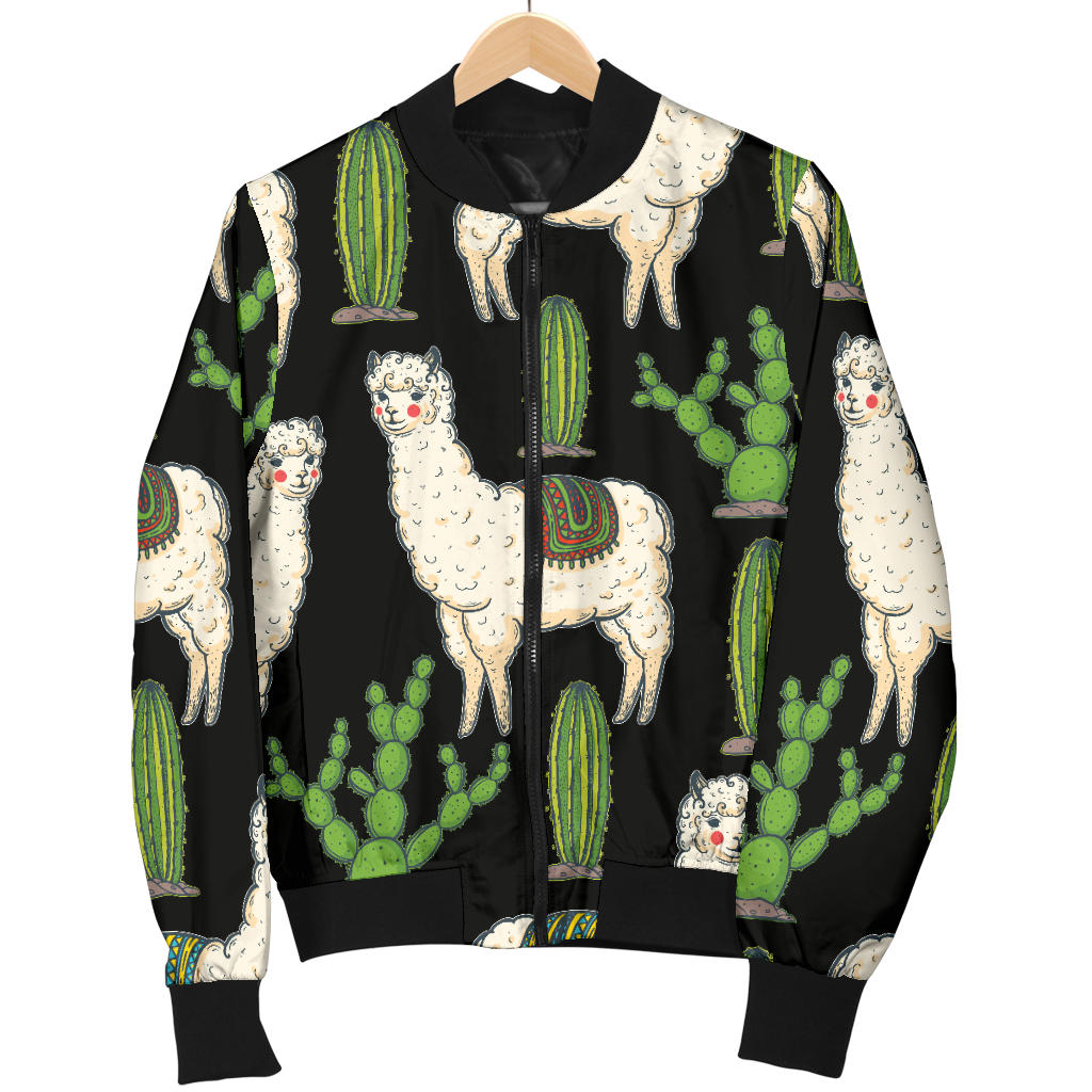 Llama Cactus Pattern Print Design 011 Men Bomber Jacket