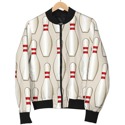Bowling Pin Pattern Print Design 01 Men Bomber Jacket