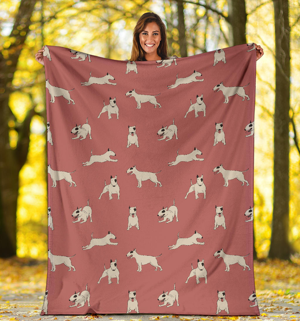 Bull Terriers Pattern Print Design 09 Premium Blanket