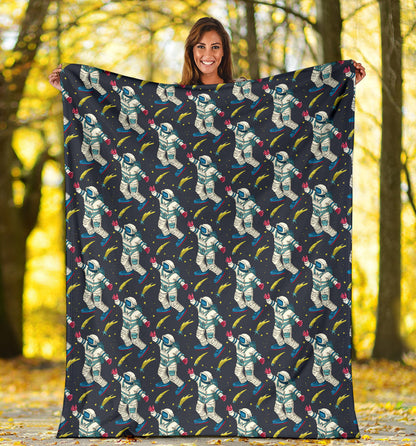 Astronaut Pattern Print Design 04 Premium Blanket