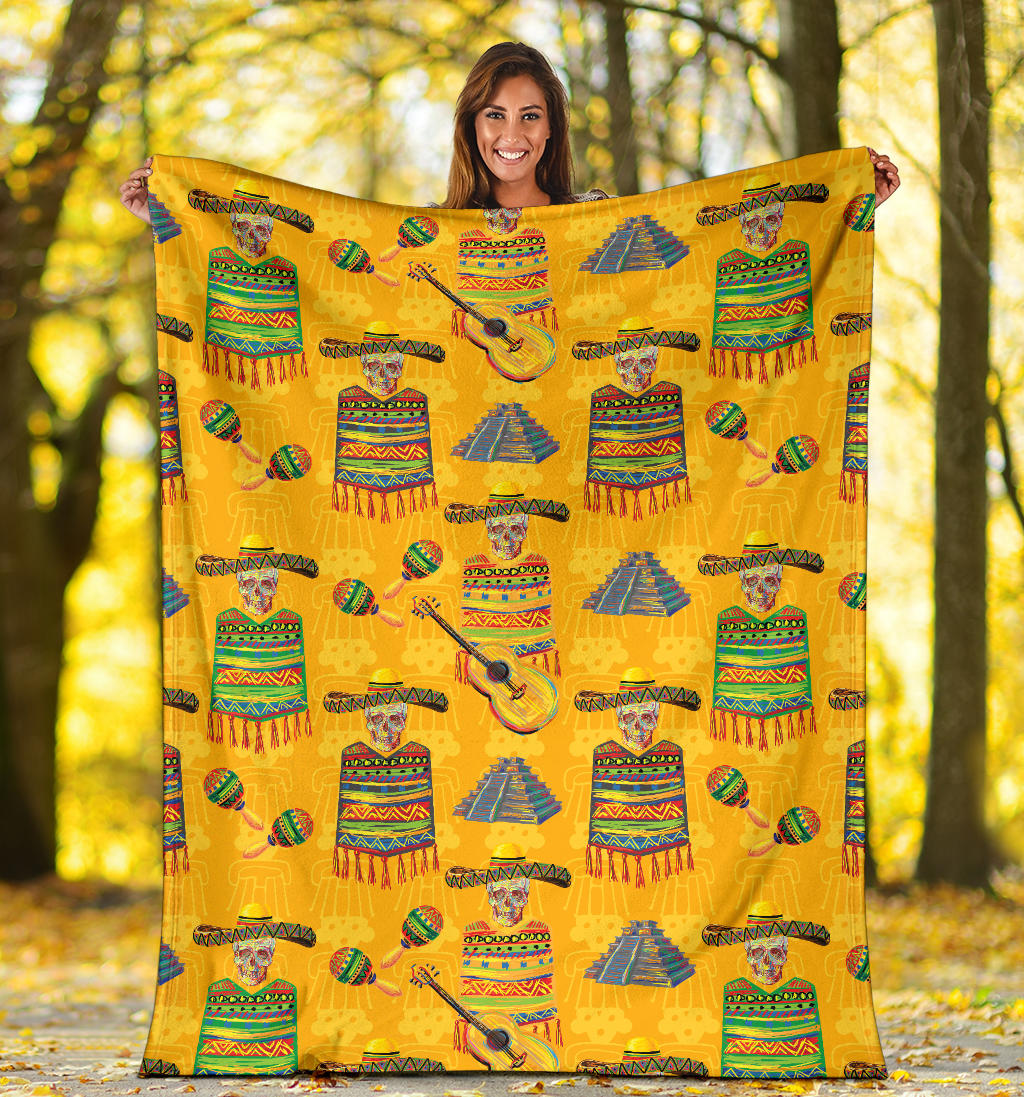 Maracas Mexican Style Pattern Print Design 02 Premium Blanket