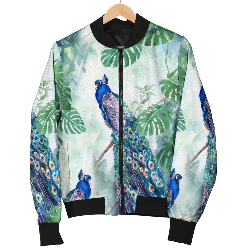 Peacock Pattern Print Design A02 Men Bomber Jacket
