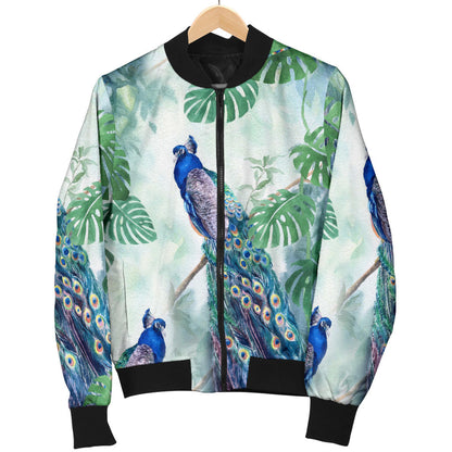 Peacock Pattern Print Design A02 Men Bomber Jacket
