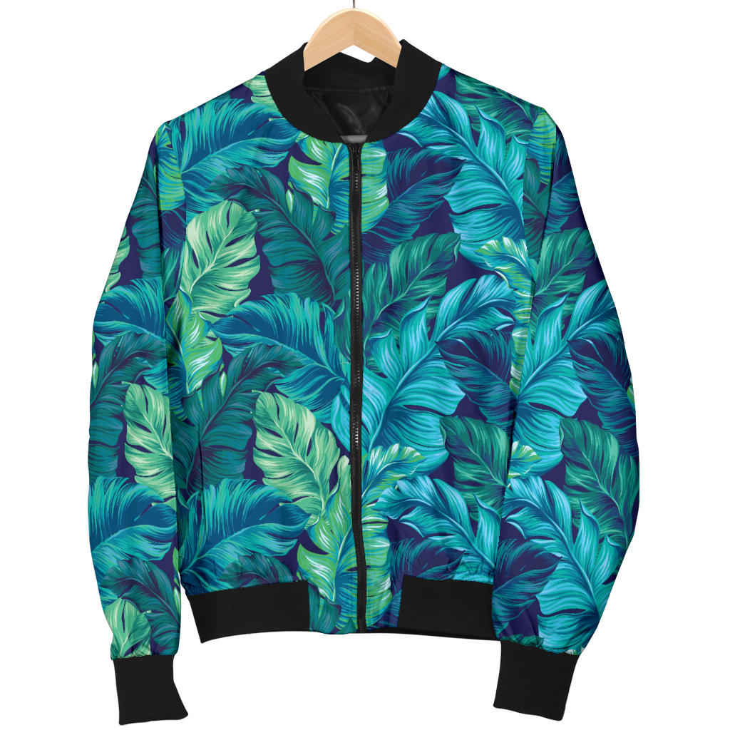 Banana Leaf Pattern Print Design 06 Men Bomber Jacket